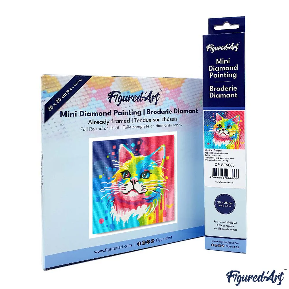 Mini Diamond Painting 25x25cm - Cat Abstract Pop Art - Image 4