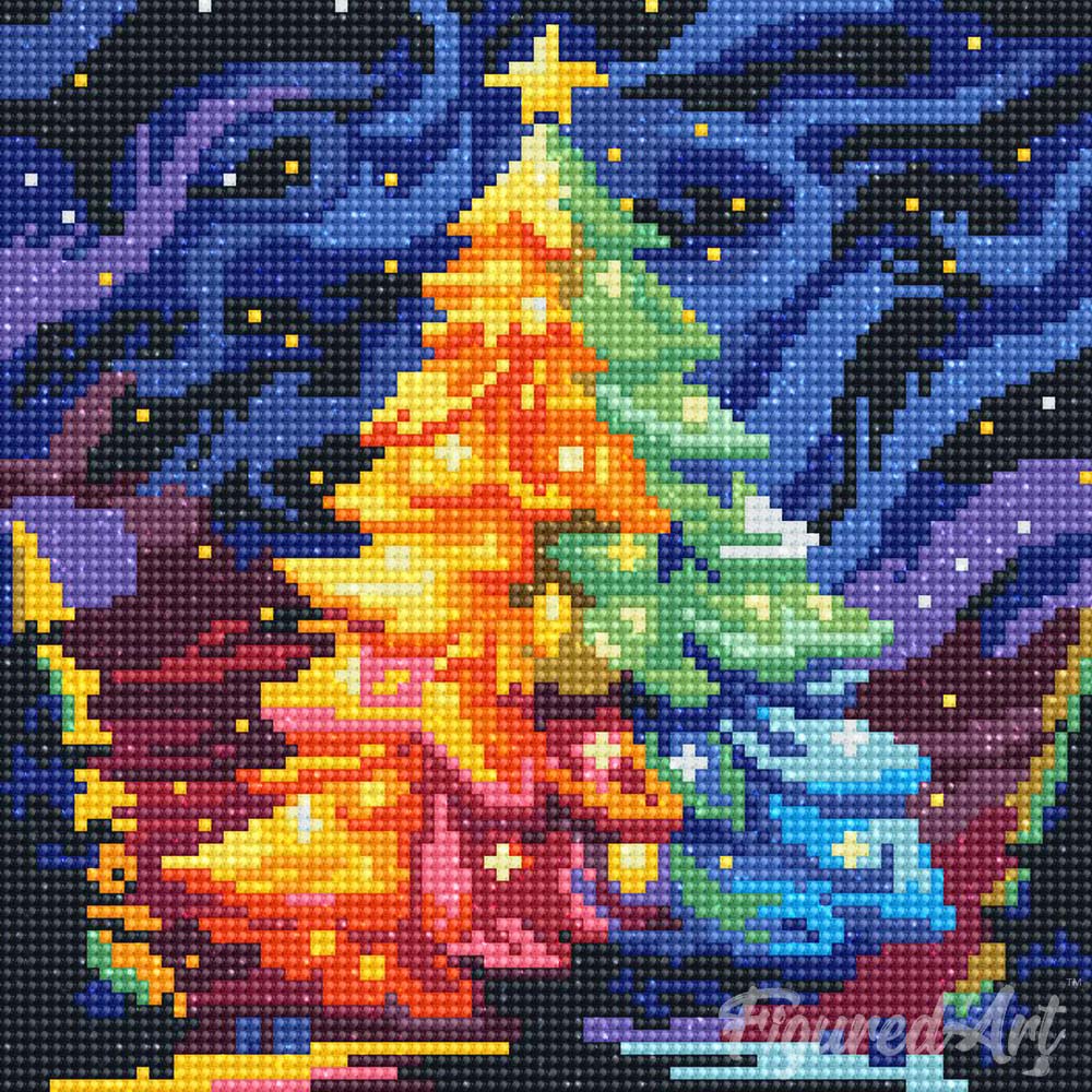 Mini Diamond Painting 25x25cm - Colourful Christmas Tree - Image 2