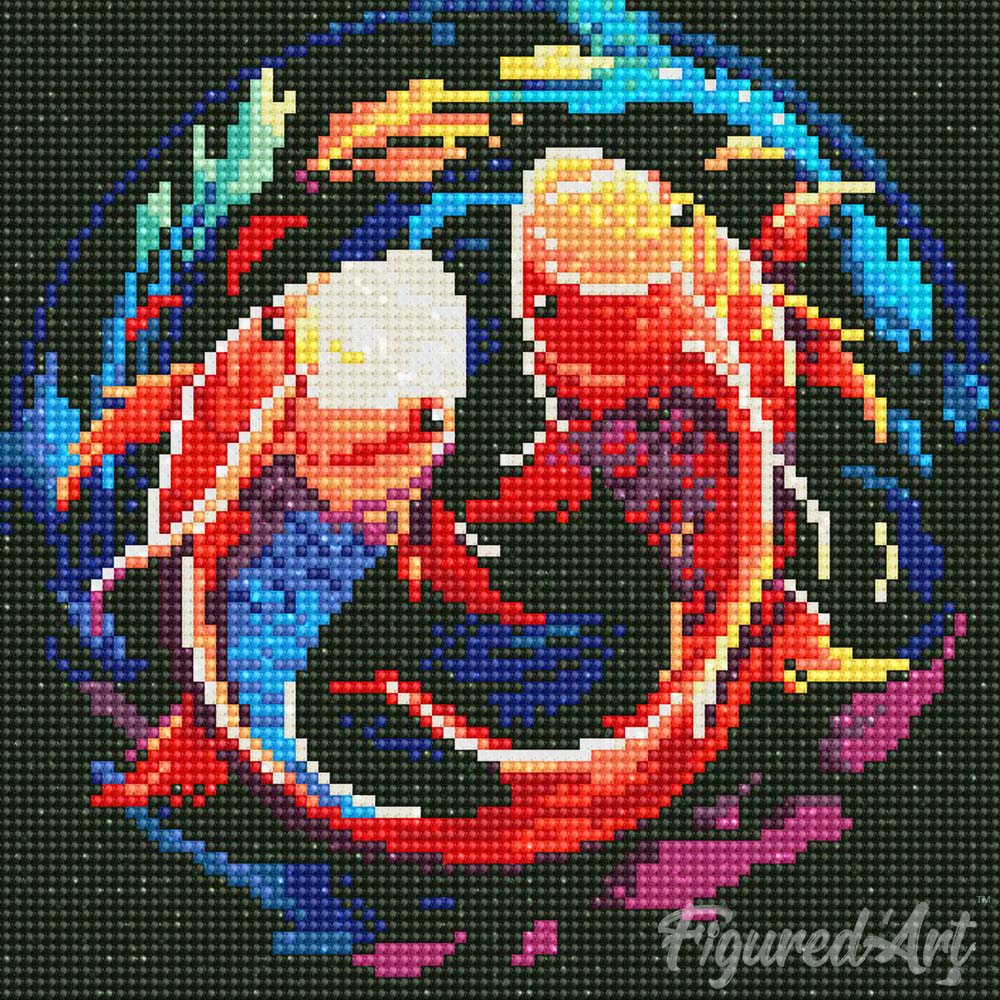 Mini Diamond Painting 25x25cm - Colourful Koi Carps - Image 2