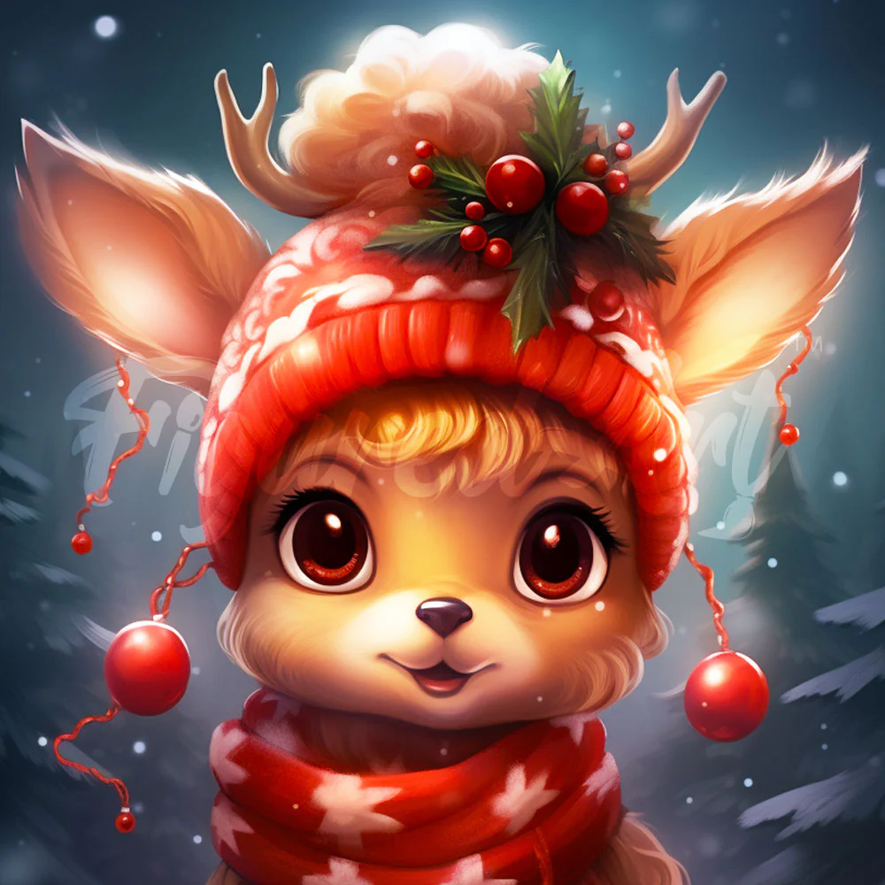 Mini Diamond Painting 25x25cm - Cute Fantasy Reindeer