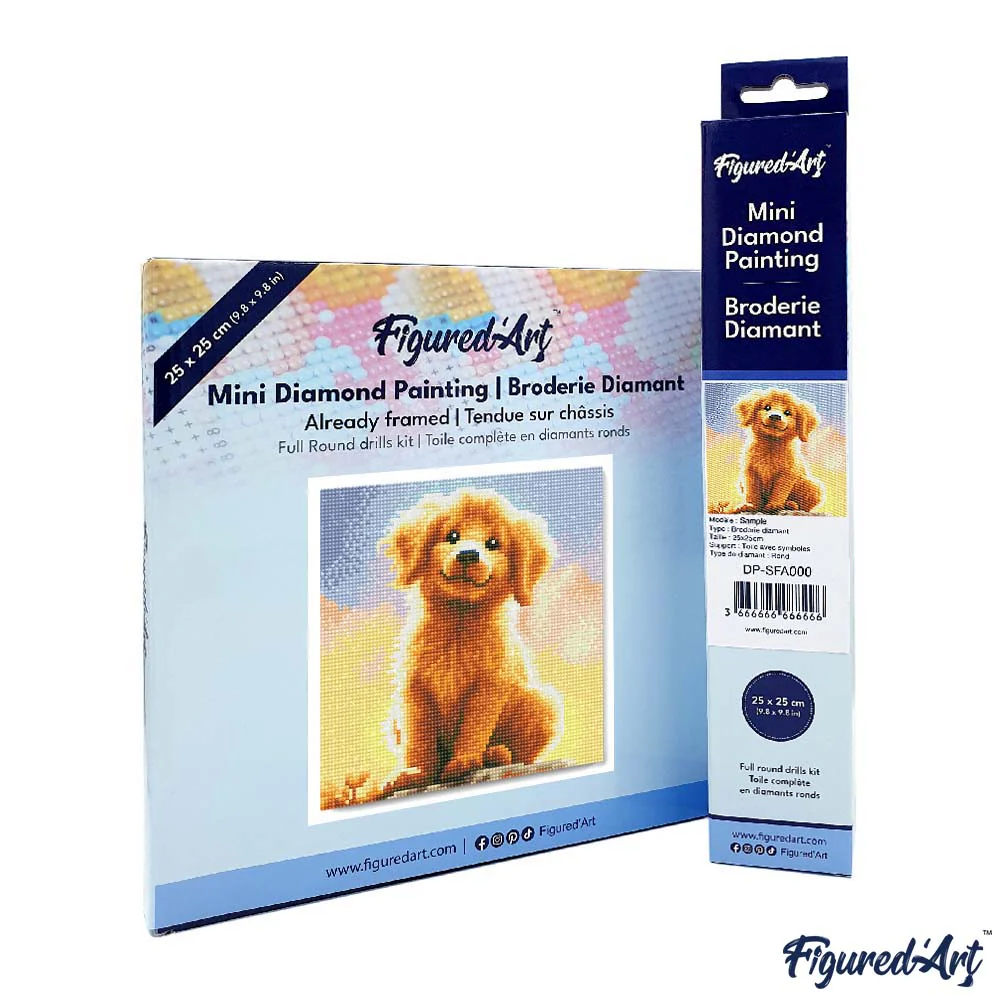 Mini Diamond Painting 25x25cm - Cute Golden Retriever Pup - Image 4