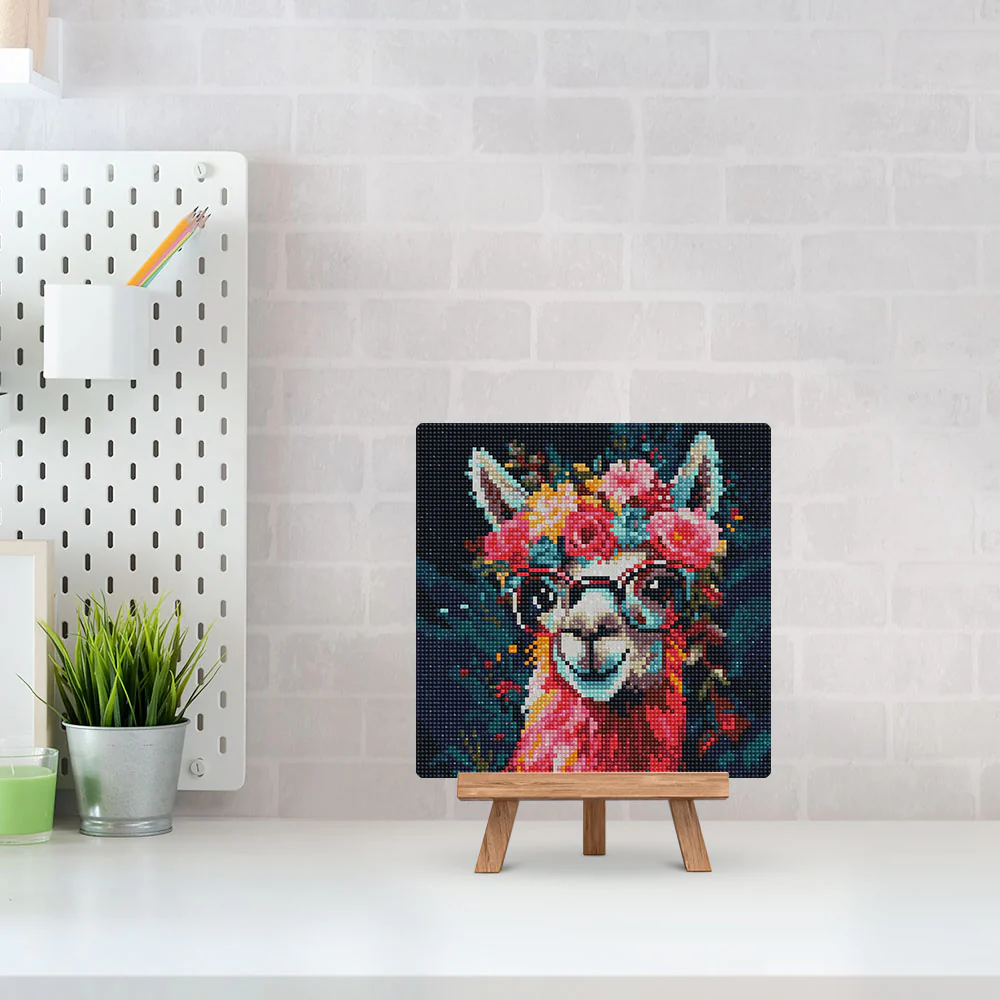 Mini Diamond Painting 25x25cm - Fantasy llama and flowers - Image 3