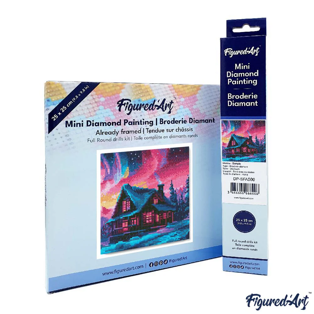 Mini Diamond Painting 25x25cm - House under Aurora Sky - Image 4