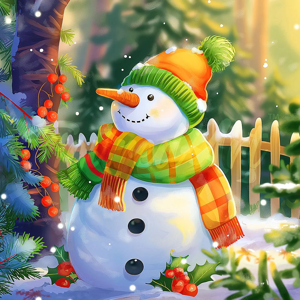 Mini Diamond Painting 25x25cm - Joyful Snowman