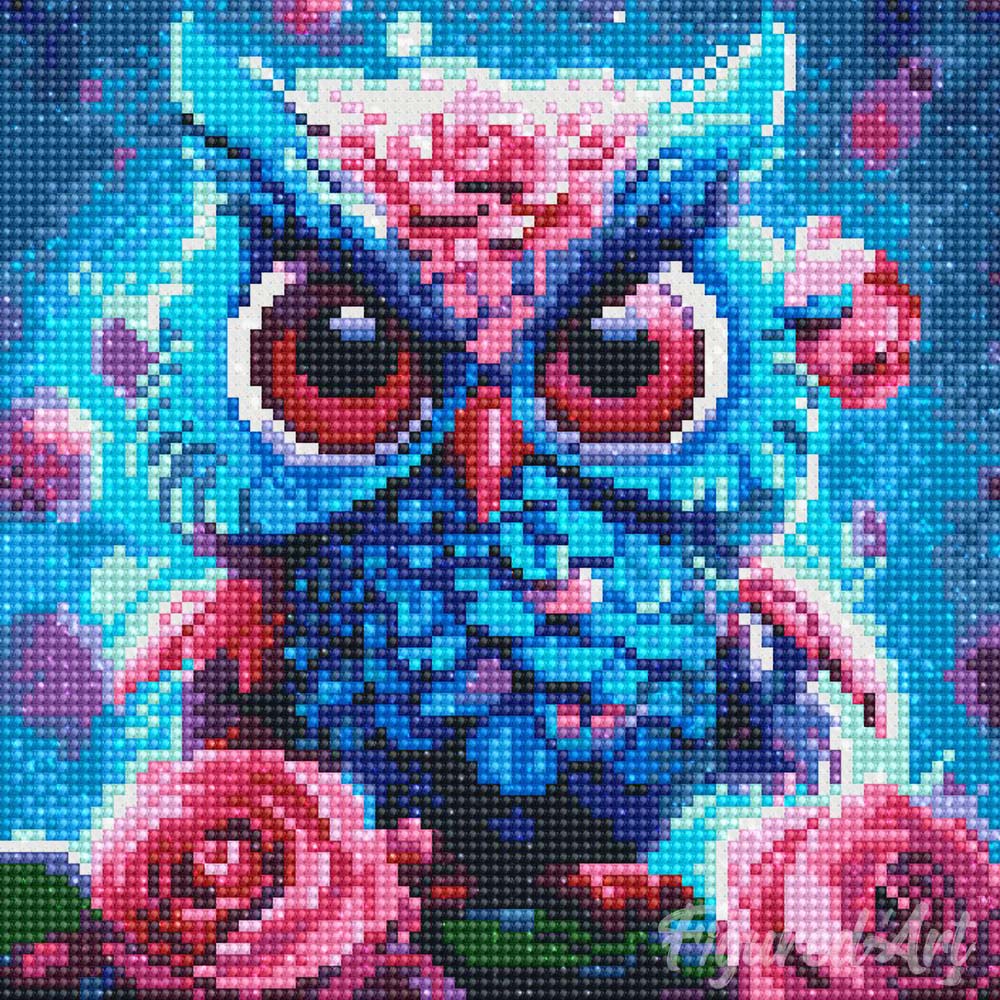 Mini Diamond Painting 25x25cm - Little Blue Owl - Image 2
