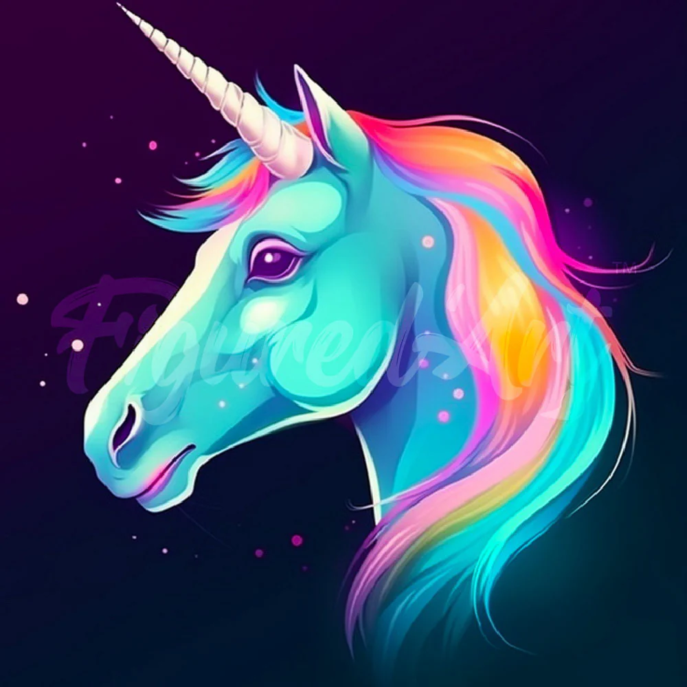 Mini Diamond Painting 25x25cm - Neon Unicorn