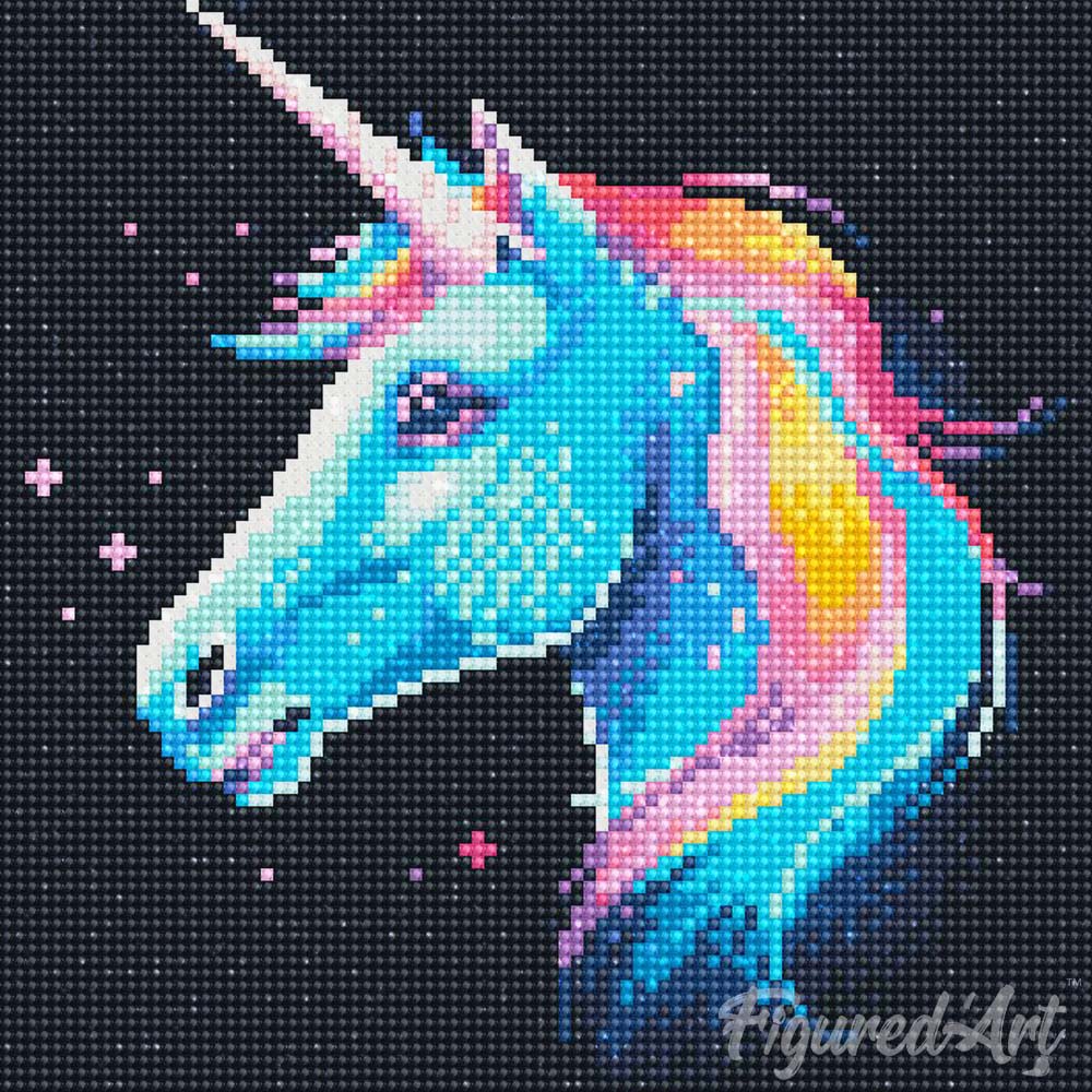 Mini Diamond Painting 25x25cm - Neon Unicorn - Image 2
