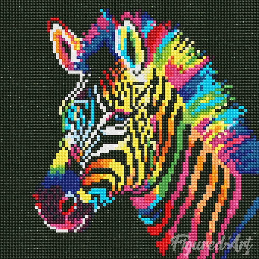Mini Diamond Painting 25x25cm - Neon Zebra - Image 2