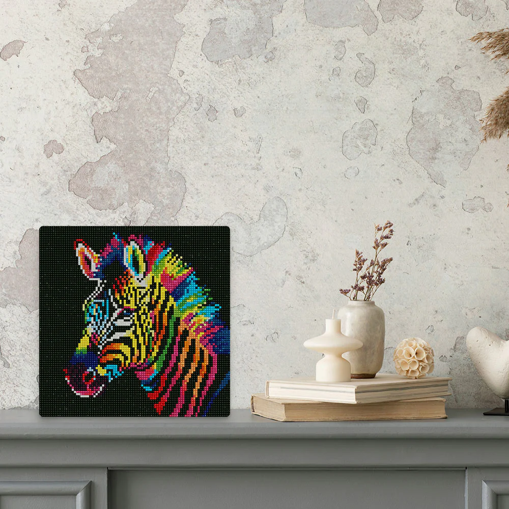 Mini Diamond Painting 25x25cm - Neon Zebra - Image 3