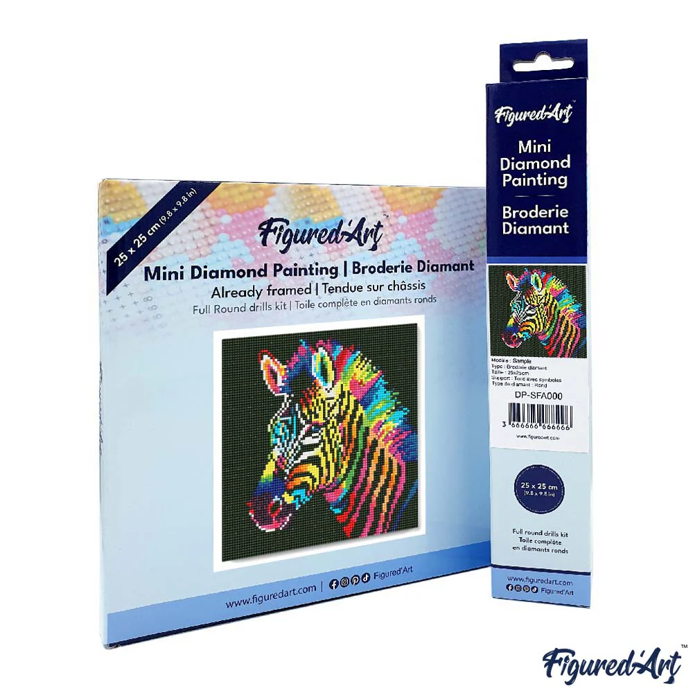 Mini Diamond Painting 25x25cm - Neon Zebra - Image 4