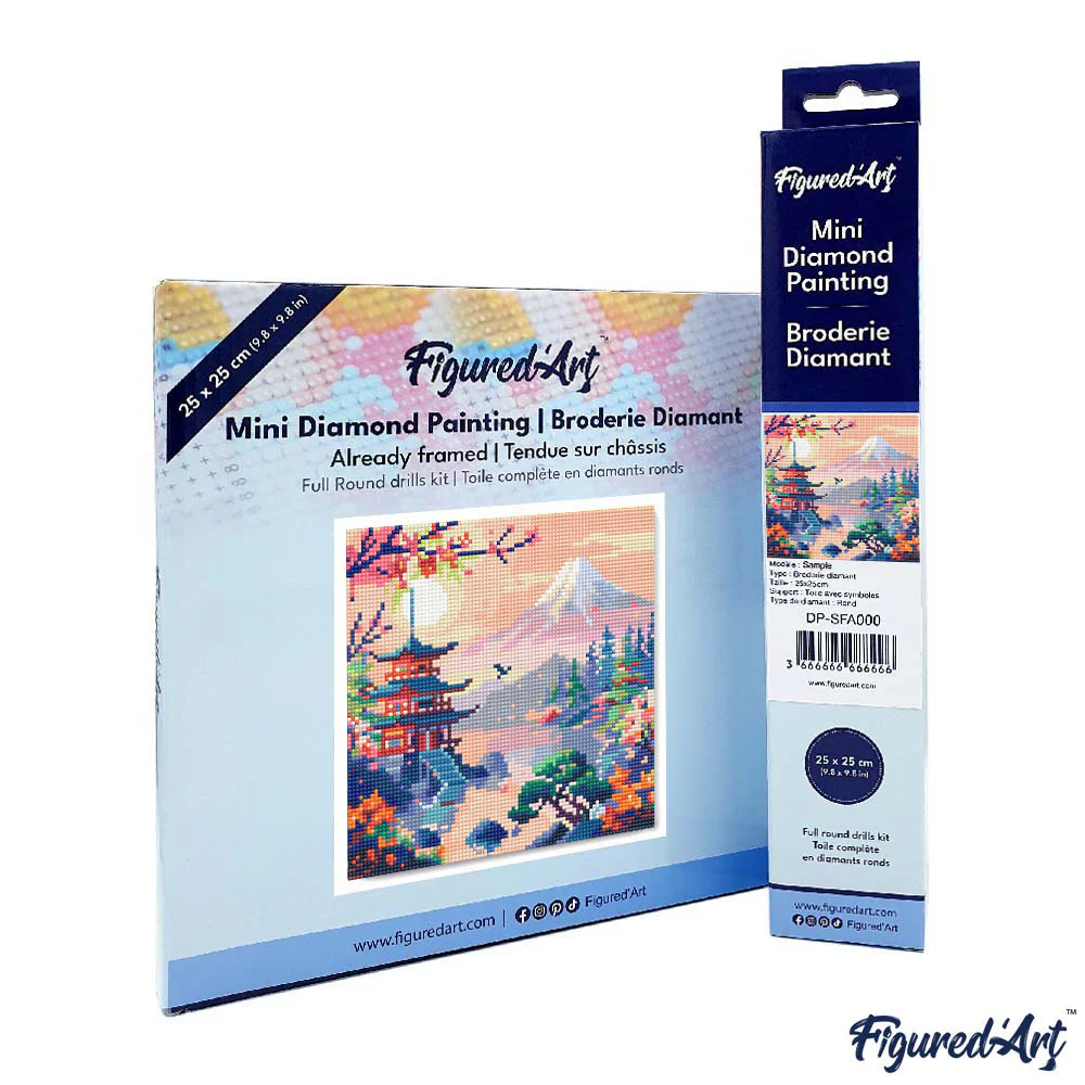 Mini Diamond Painting 25x25cm - Pagoda and Mount Fuji - Image 4