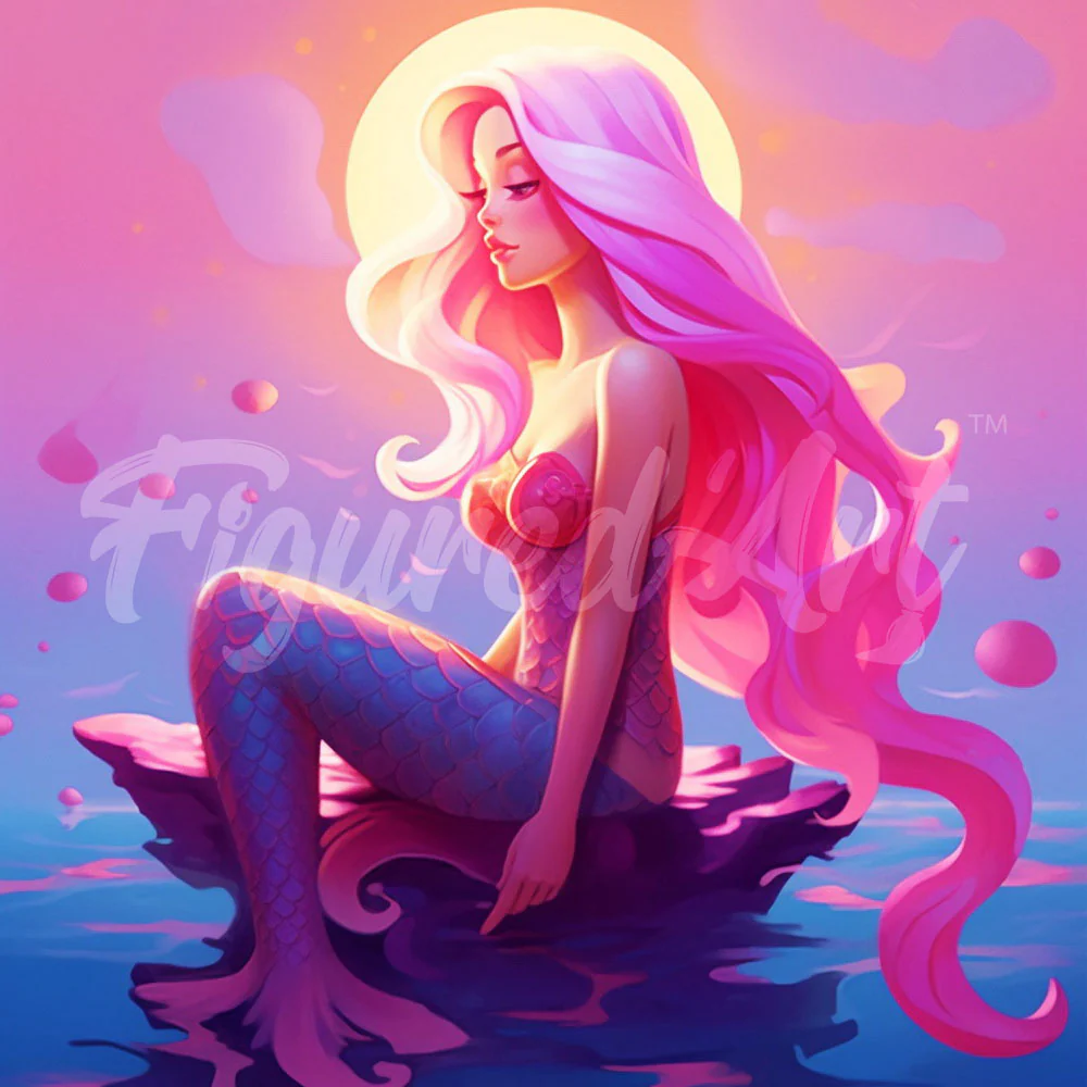 Mini Diamond Painting 25x25cm - Pink Mermaid