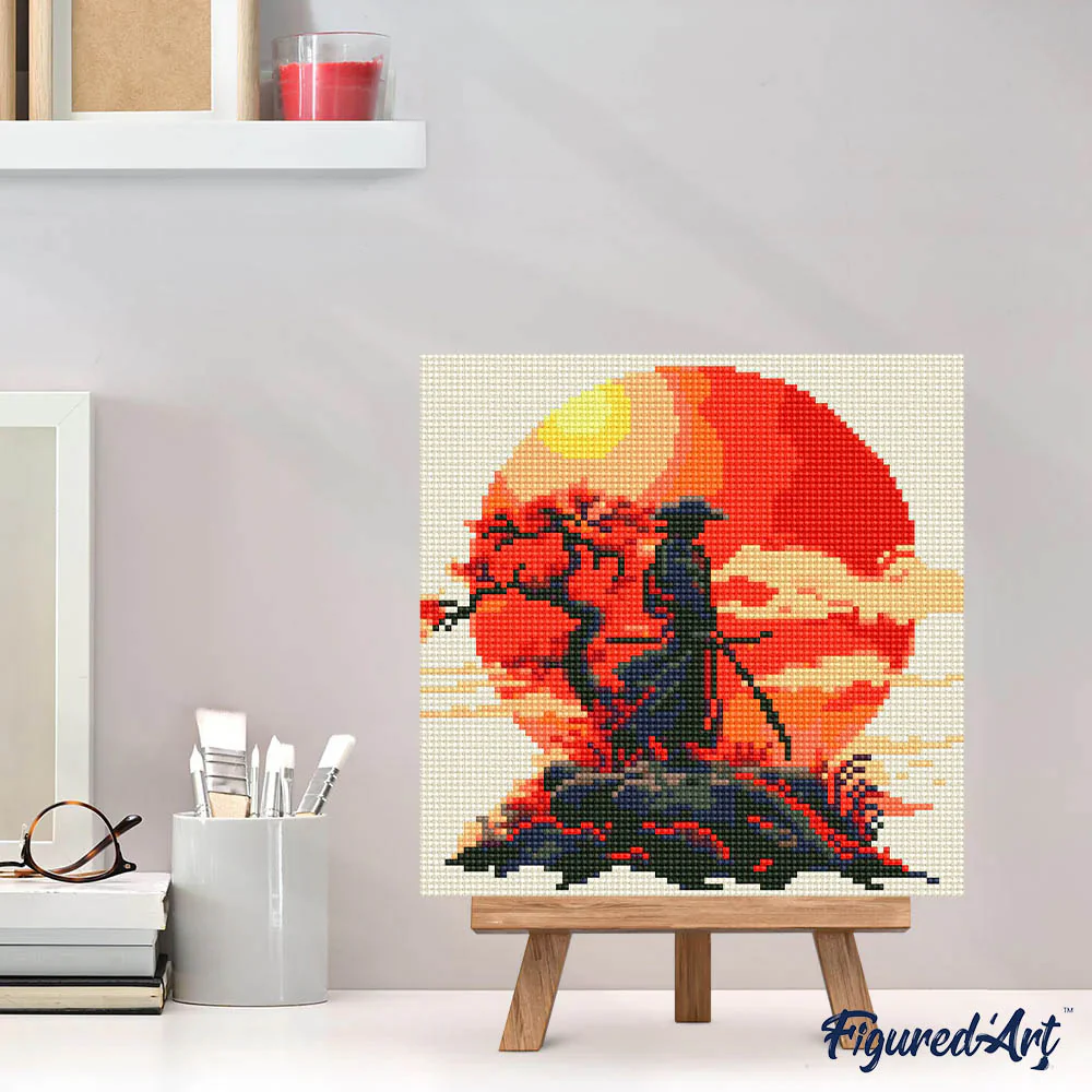 Mini Diamond Painting 25x25cm - Samurai at Sunset - Image 3
