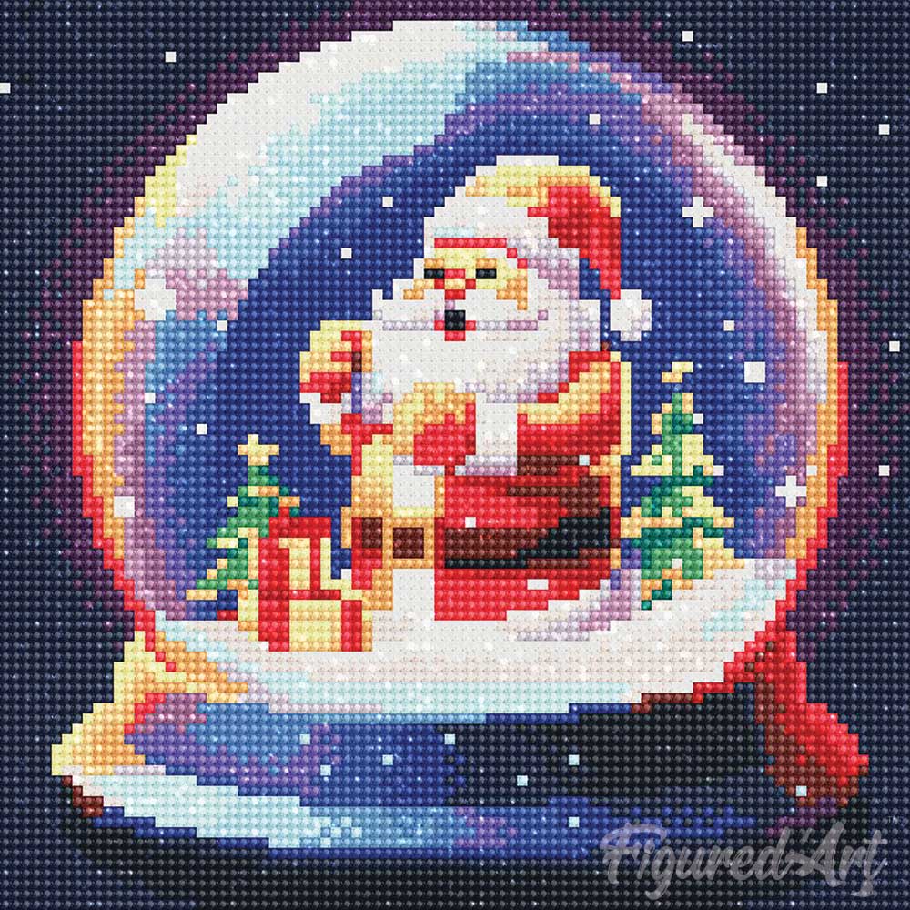 Mini Diamond Painting 25x25cm - Santa in Snow Globe - Image 2