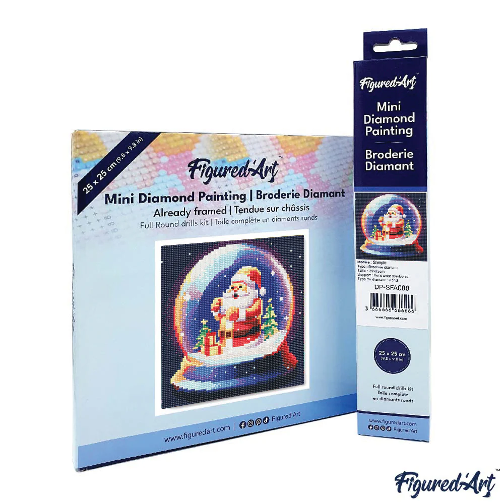 Mini Diamond Painting 25x25cm - Santa in Snow Globe - Image 4
