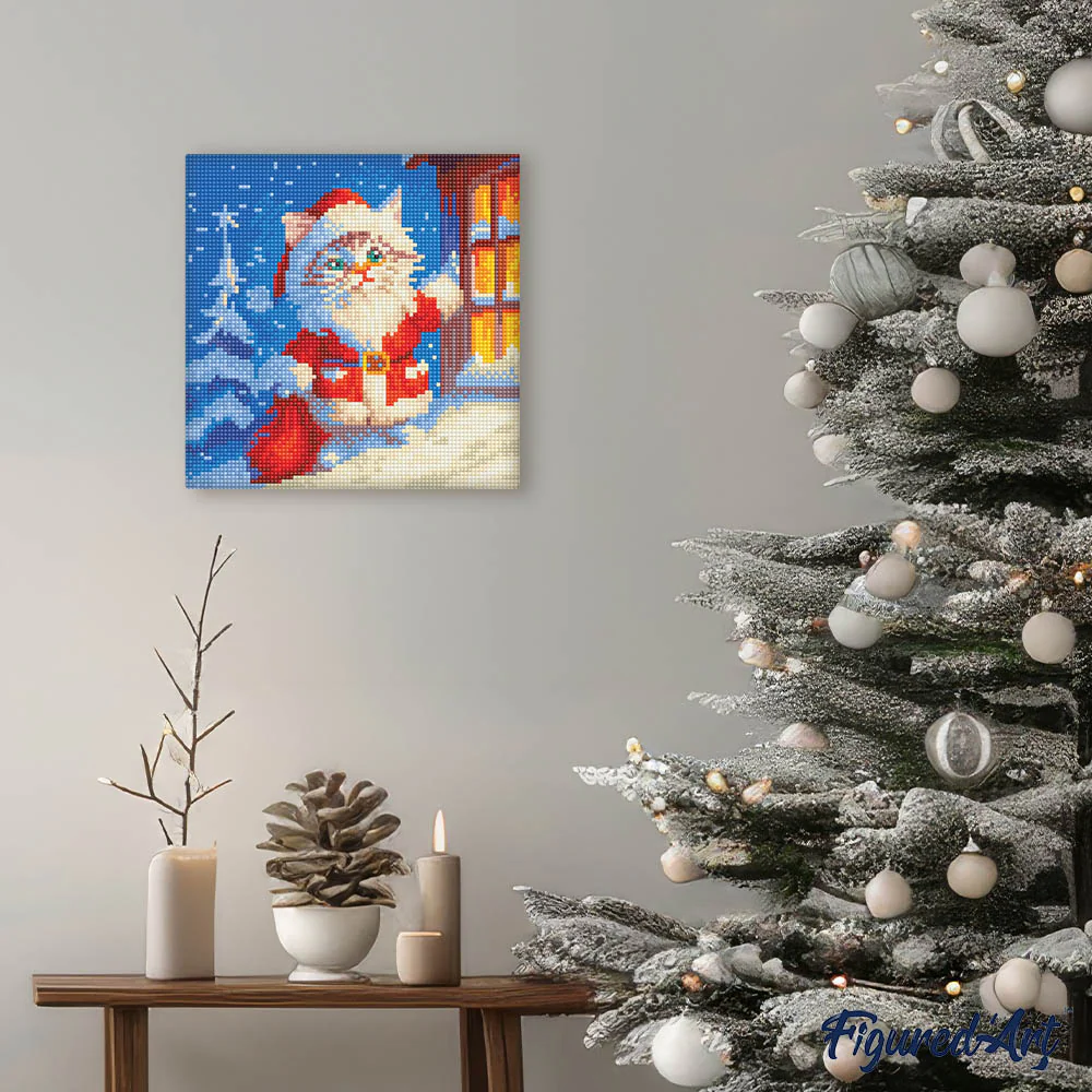 Mini Diamond Painting 25x25cm - Santa Kitty - Image 3