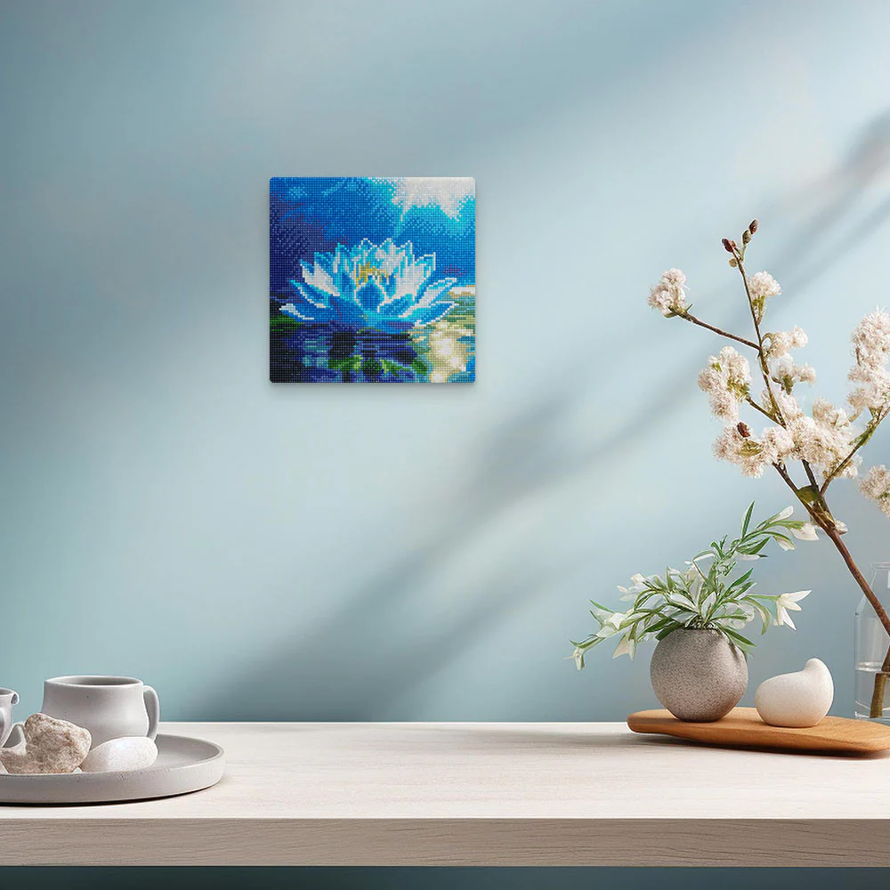 Mini Diamond Painting 25x25cm - Shiny White Lotus - Image 3