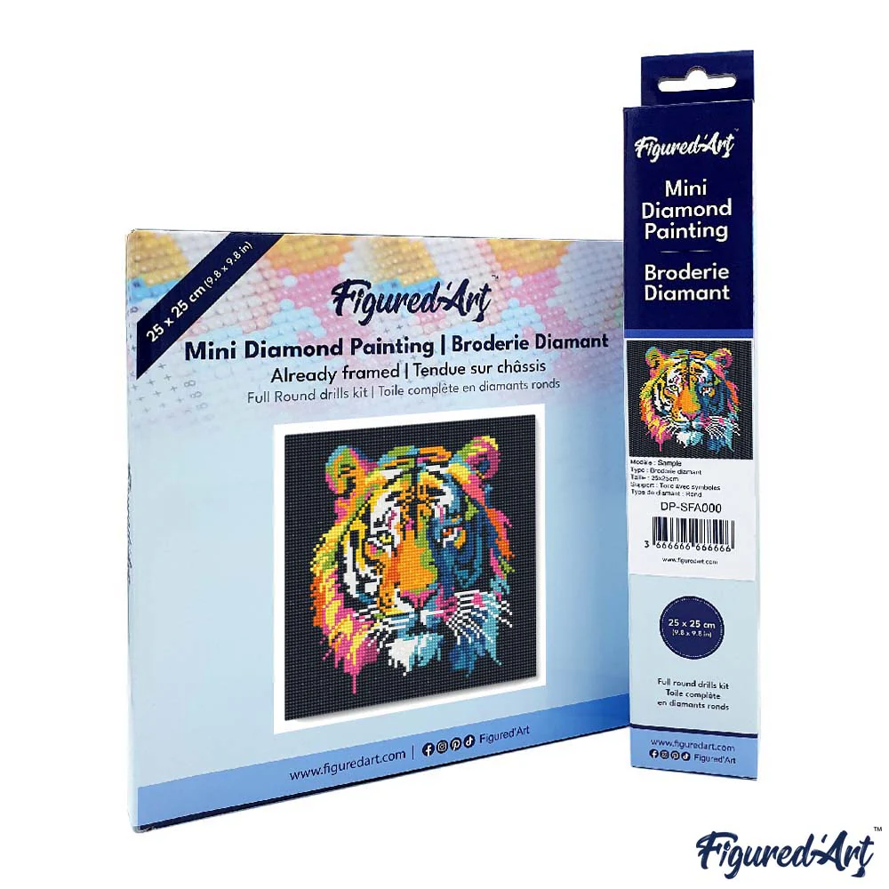 Mini Diamond Painting 25x25cm - Tiger Abstract Pop Art - Image 4