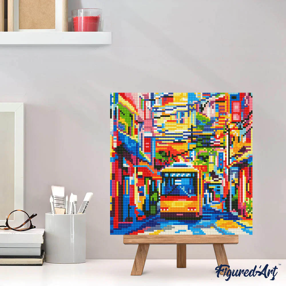 Mini Diamond Painting 25x25cm - Tokyo City Bus - Image 3