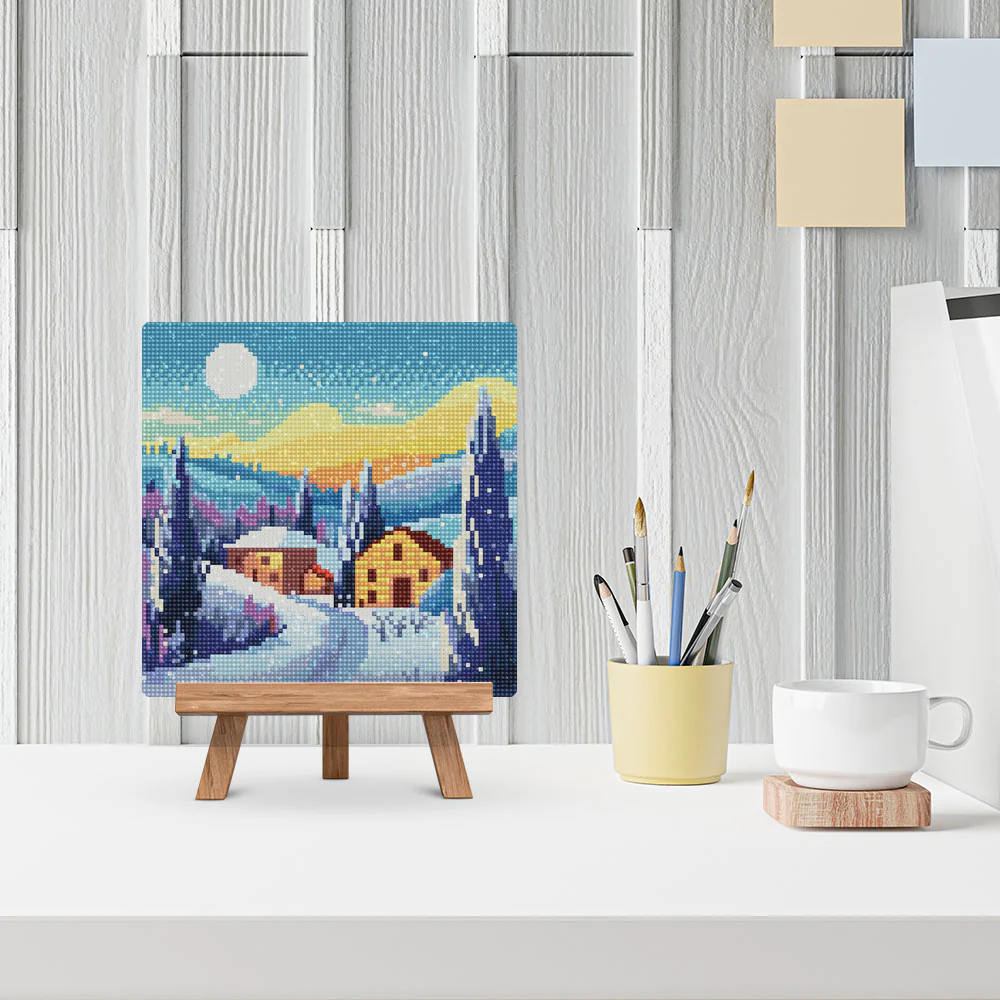 Mini Diamond Painting 25x25cm - Tuscan Winter Night - Image 3