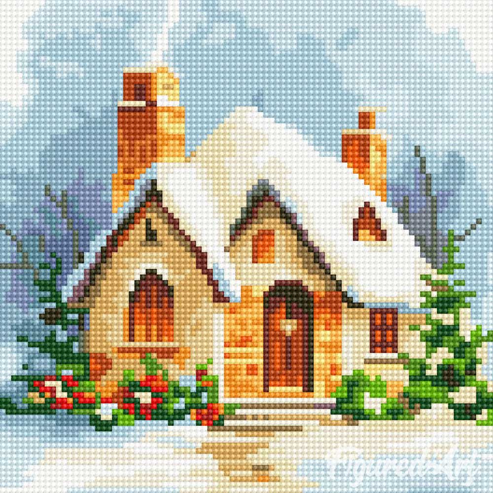 Mini Diamond Painting 25x25cm - Winter Brick House - Image 2