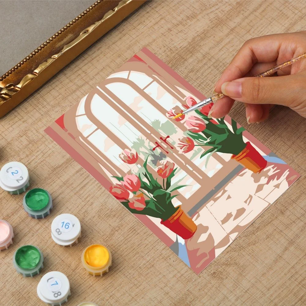 Mini Paint by number with frame - Blooming Window - Image 6