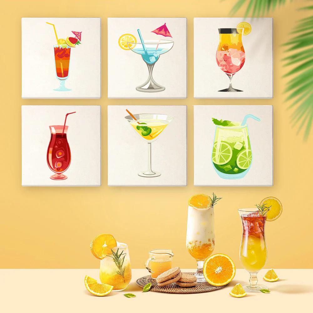 Mini Paint by numbers 15x15cm (6 pieces) - Cocktail Wall Art Series - Image 3