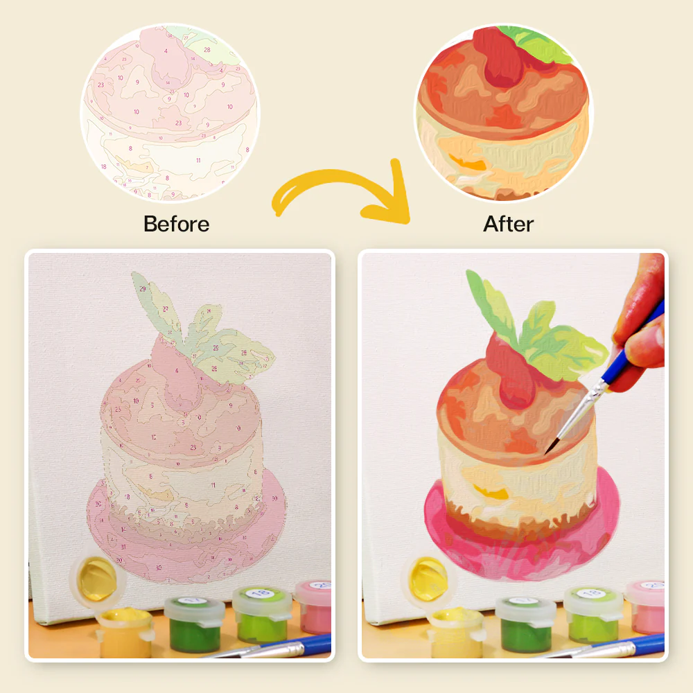 Mini Paint by numbers 15x15cm (6 pieces) - Sweet Desserts Series 1 - Image 10