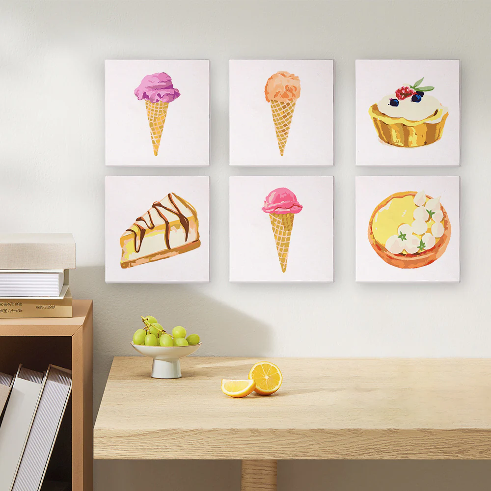 Mini Paint by numbers 15x15cm (6 pieces) - Sweet Desserts Series 3 - Image 3