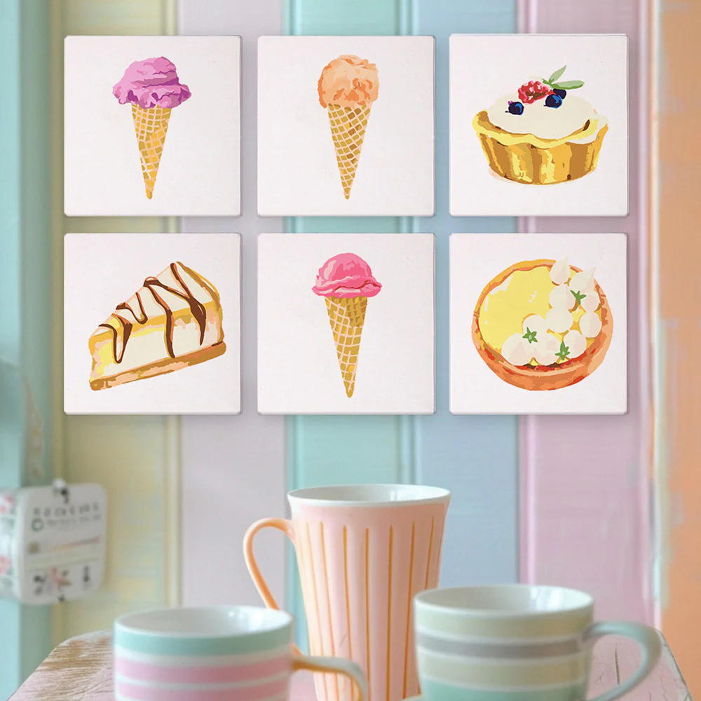 Mini Paint by numbers 15x15cm (6 pieces) - Sweet Desserts Series 3 - Image 8
