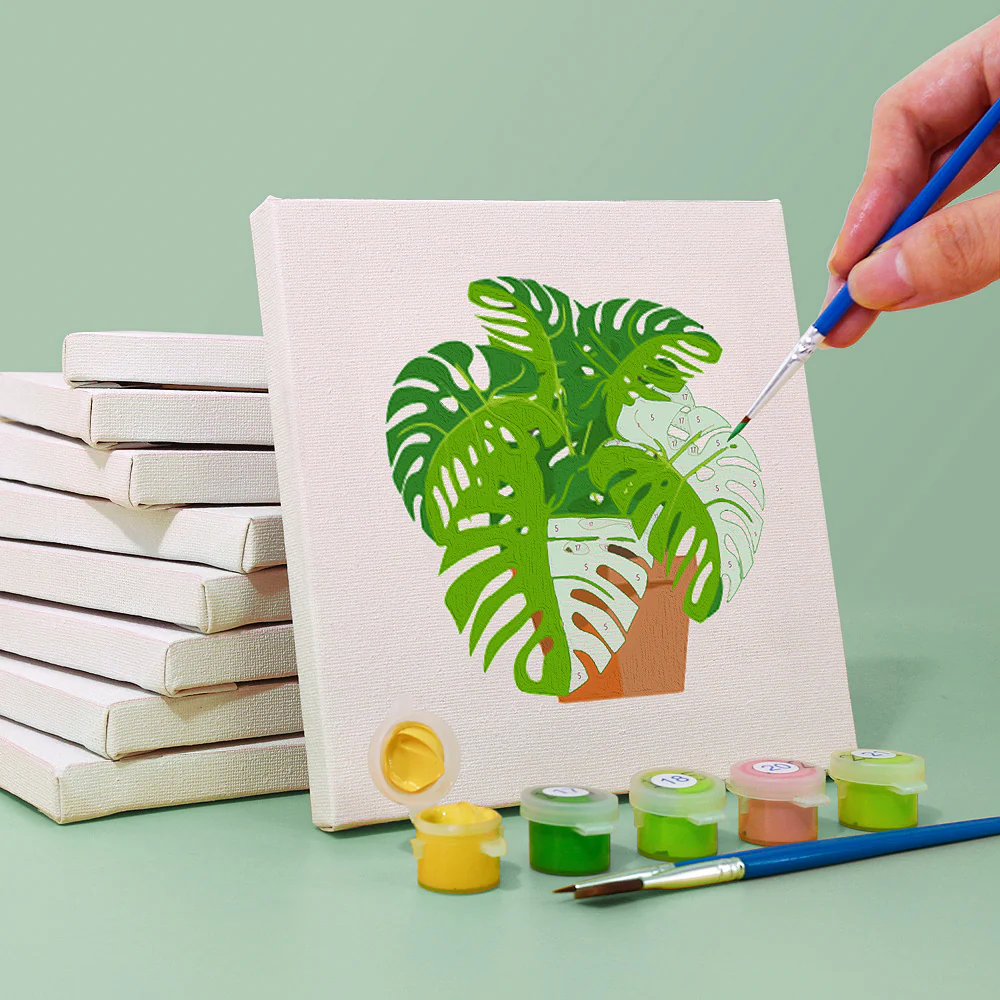 Mini Paint by numbers 15x15cm (9 pieces) - Modern Plant Art - Image 7
