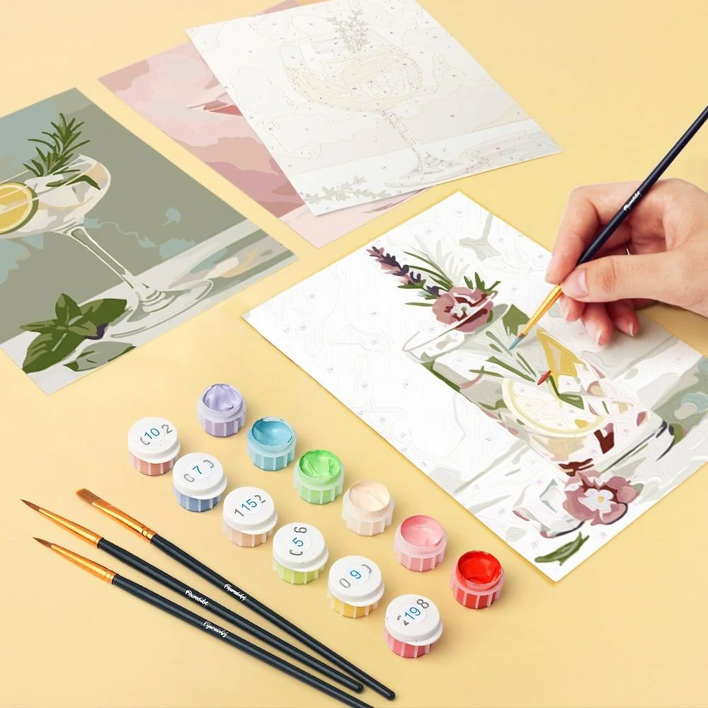 Mini Paint by numbers 15x20cm (6 pieces) - Botanical Drinks - Image 6