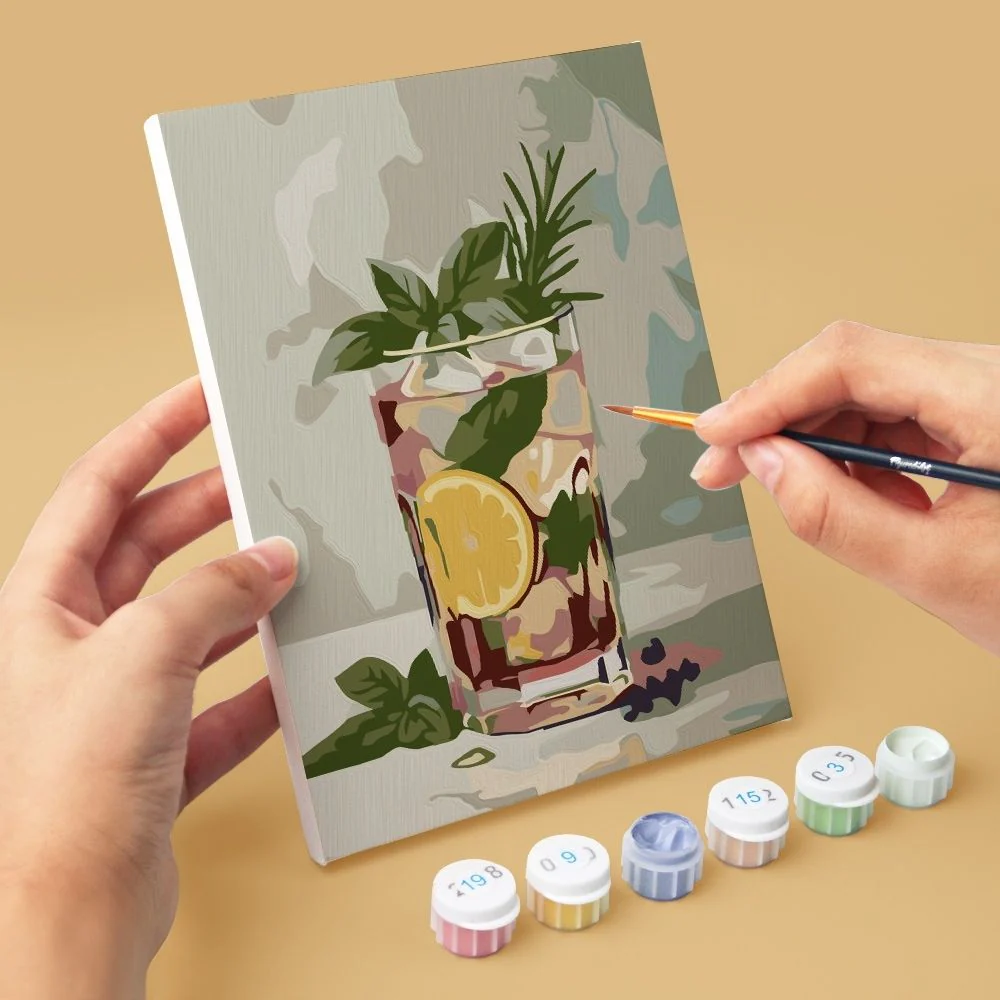 Mini Paint by numbers 15x20cm (6 pieces) - Botanical Drinks - Image 7