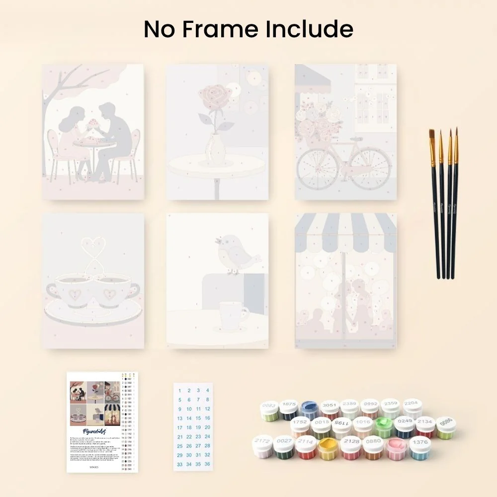 Mini Paint by numbers 15x20cm (6 pieces) - Café Romance - Image 10