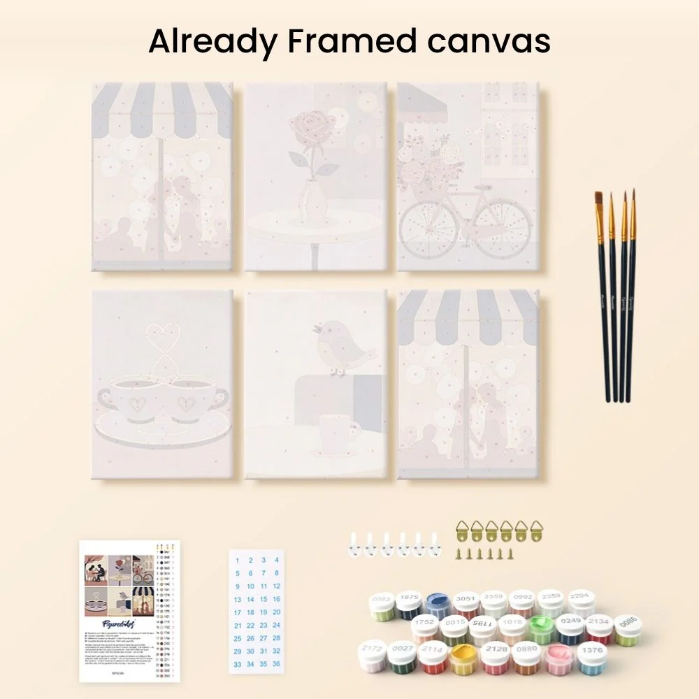 Mini Paint by numbers 15x20cm (6 pieces) - Café Romance - Image 12