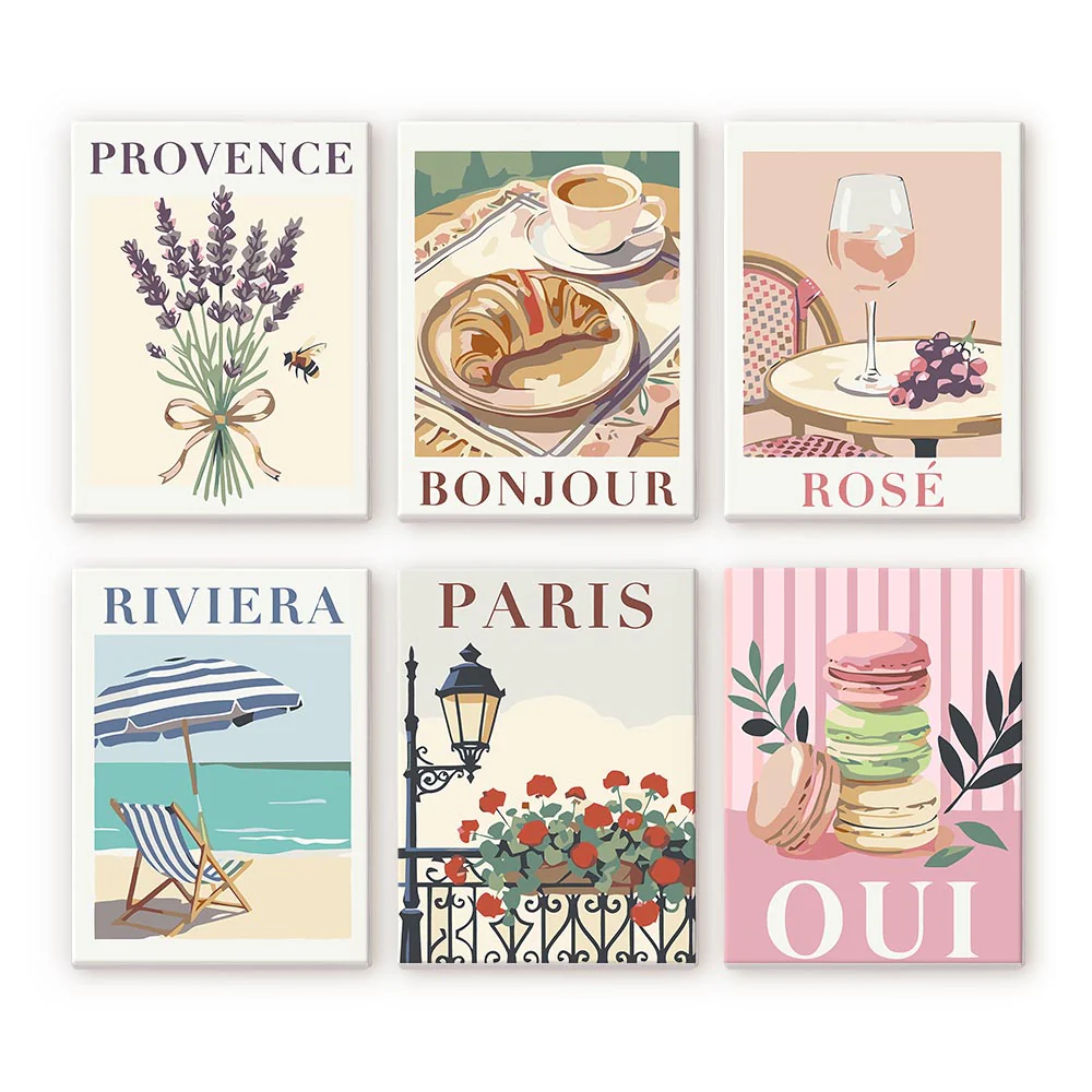 Mini Paint by numbers 15x20cm (6 pieces) - Chic France