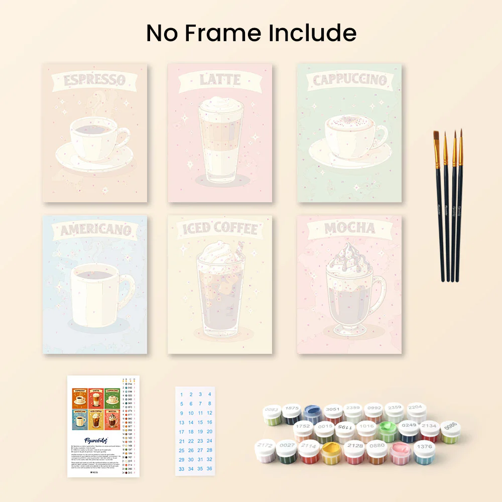 Mini Paint by numbers 15x20cm (6 pieces) - Classic Coffee - Image 10