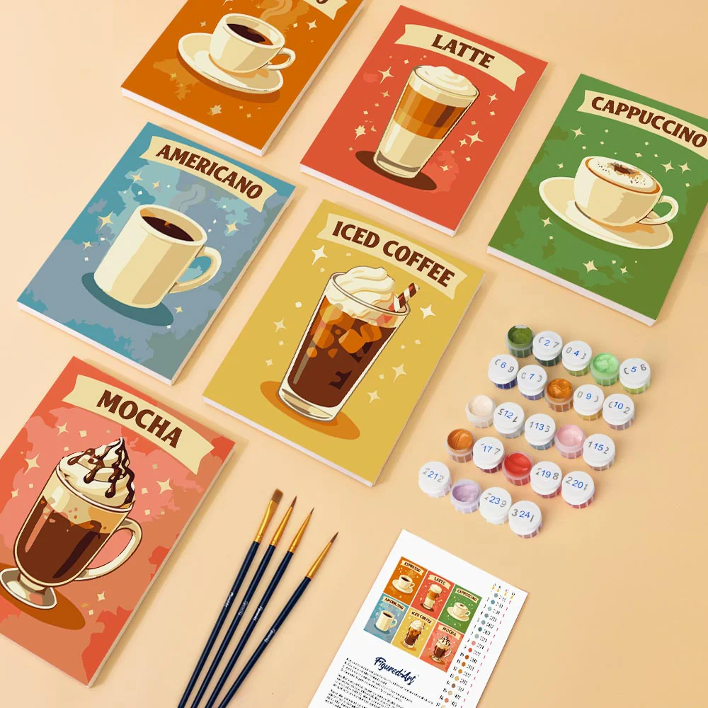 Mini Paint by numbers 15x20cm (6 pieces) - Classic Coffee - Image 2
