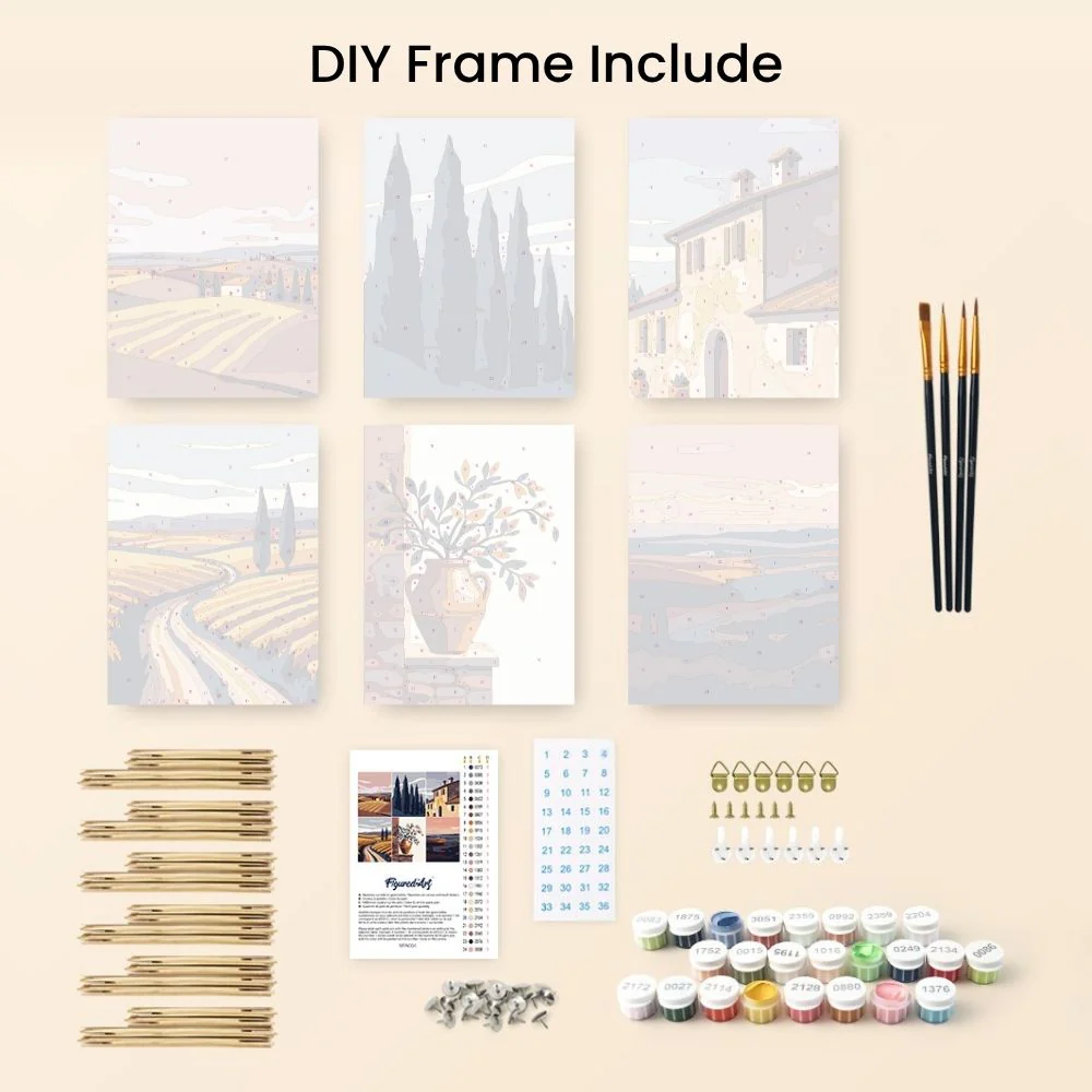 Mini Paint by numbers 15x20cm (6 pieces) - Classic Tuscany - Image 11