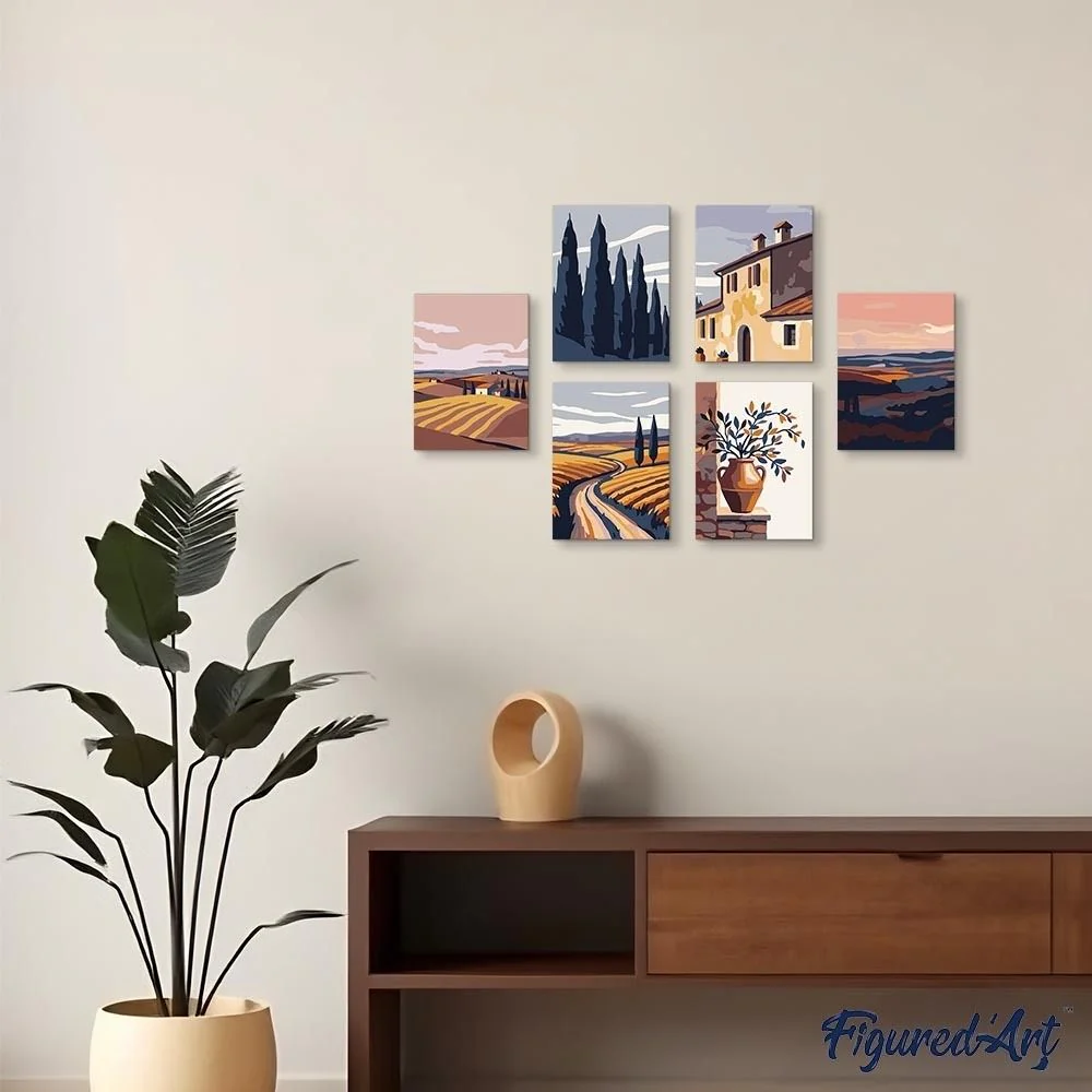 Mini Paint by numbers 15x20cm (6 pieces) - Classic Tuscany - Image 3