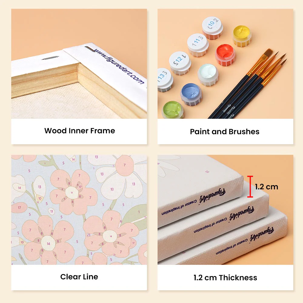 Mini Paint by numbers 15x20cm (6 pieces) - Country Flowers - Image 9