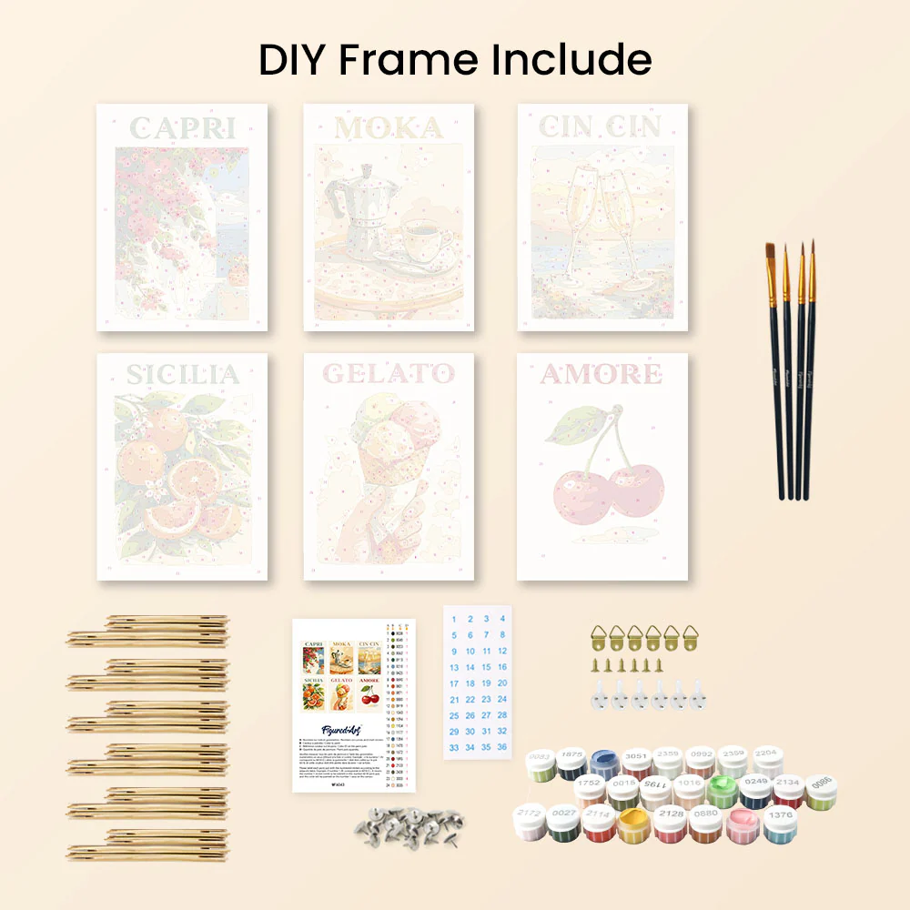 Mini Paint by numbers 15x20cm (6 pieces) - Dolce Italy - Image 11