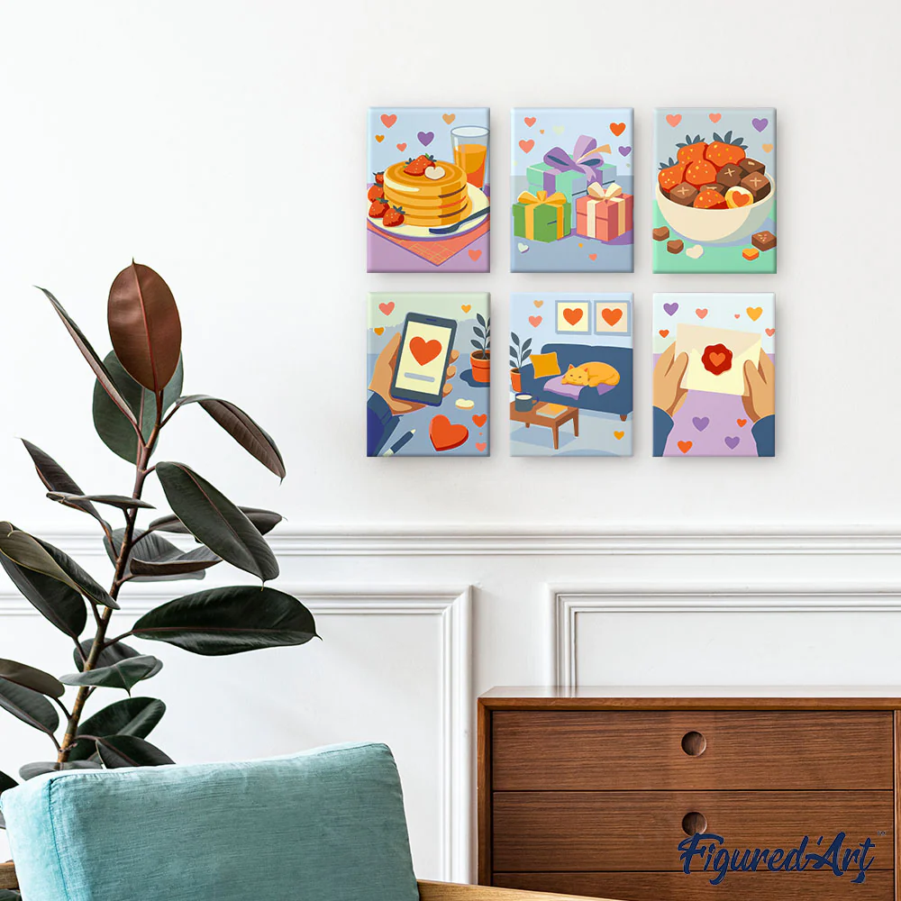 Mini Paint by numbers 15x20cm (6 pieces) - Everyday Love - Image 3