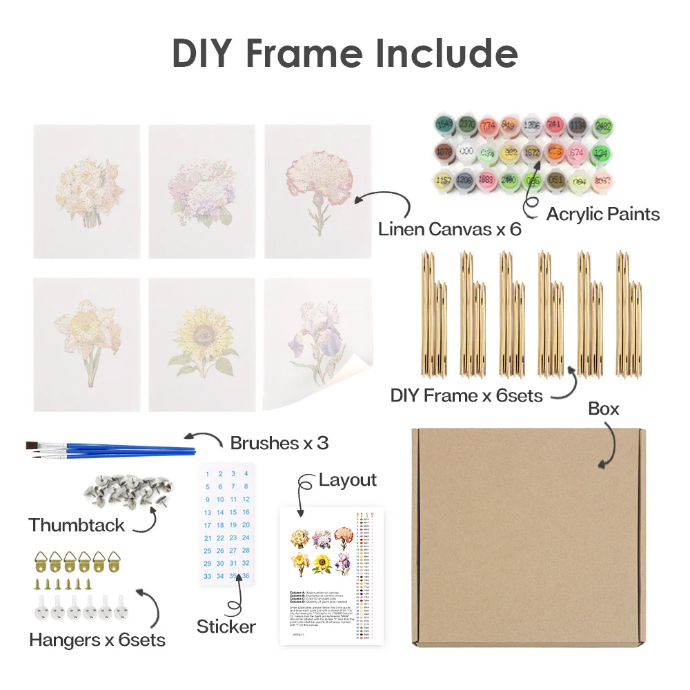 Mini Paint by numbers 15x20cm (6 pieces) - Floral Journey - Image 13