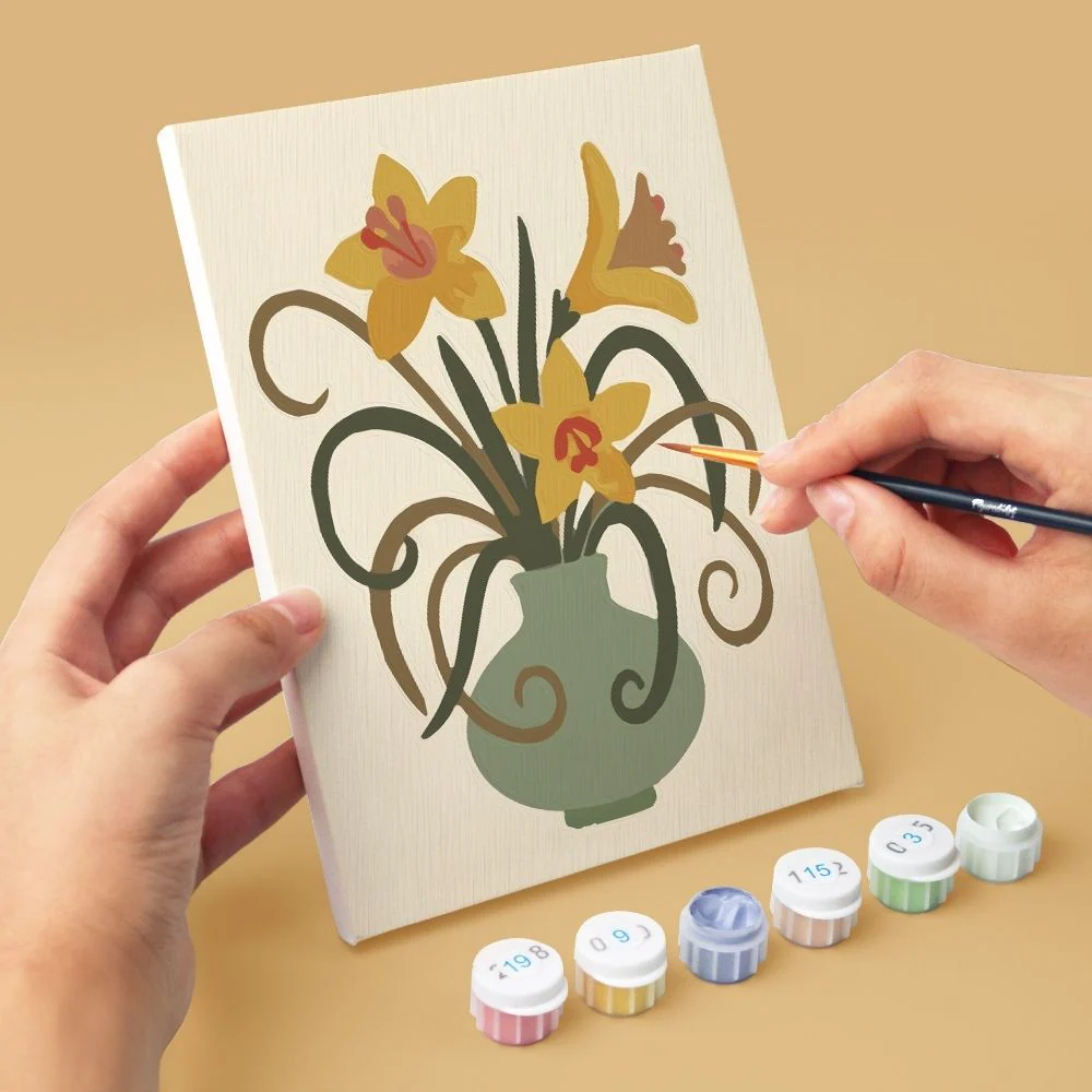 Mini Paint by numbers 15x20cm (6 pieces) - Floral Vases - Image 7