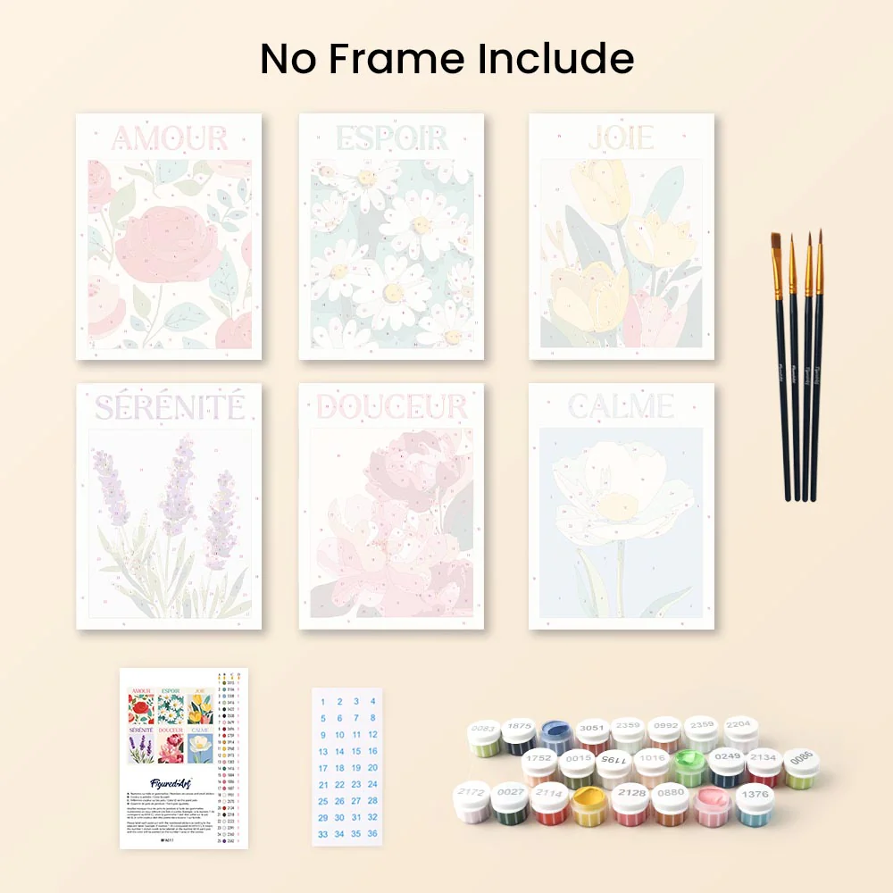 Mini Paint by numbers 15x20cm (6 pieces) - Flowers of Joy - Image 10