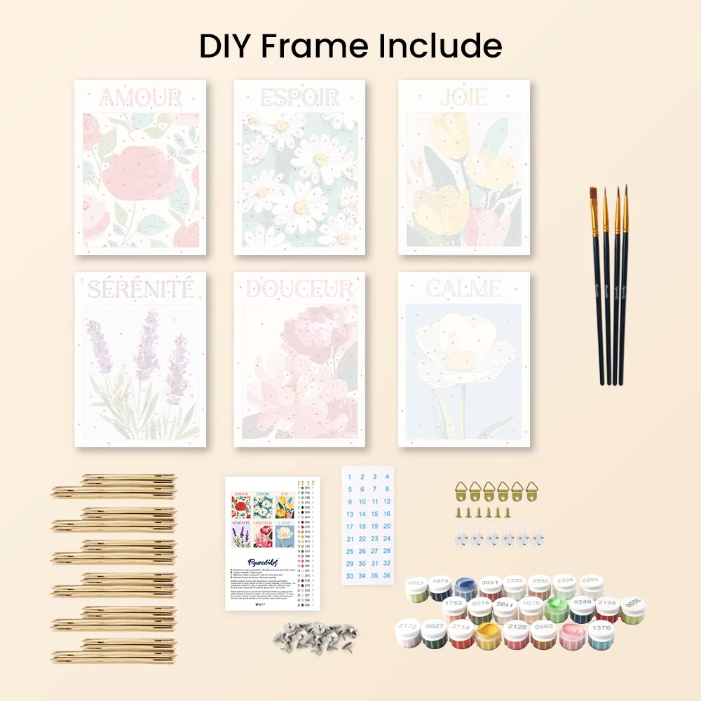 Mini Paint by numbers 15x20cm (6 pieces) - Flowers of Joy - Image 11