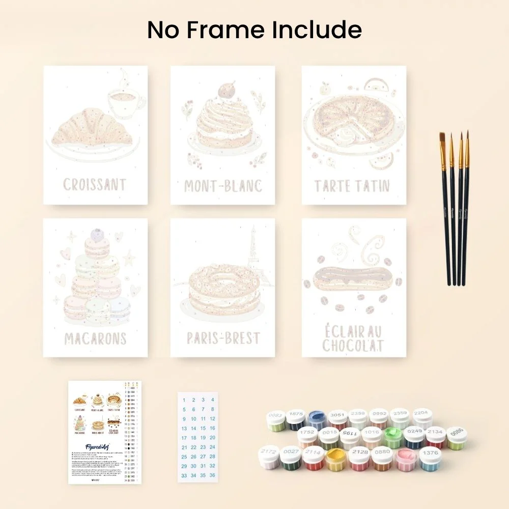 Mini Paint by numbers 15x20cm (6 pieces) - French Pastries - Image 10