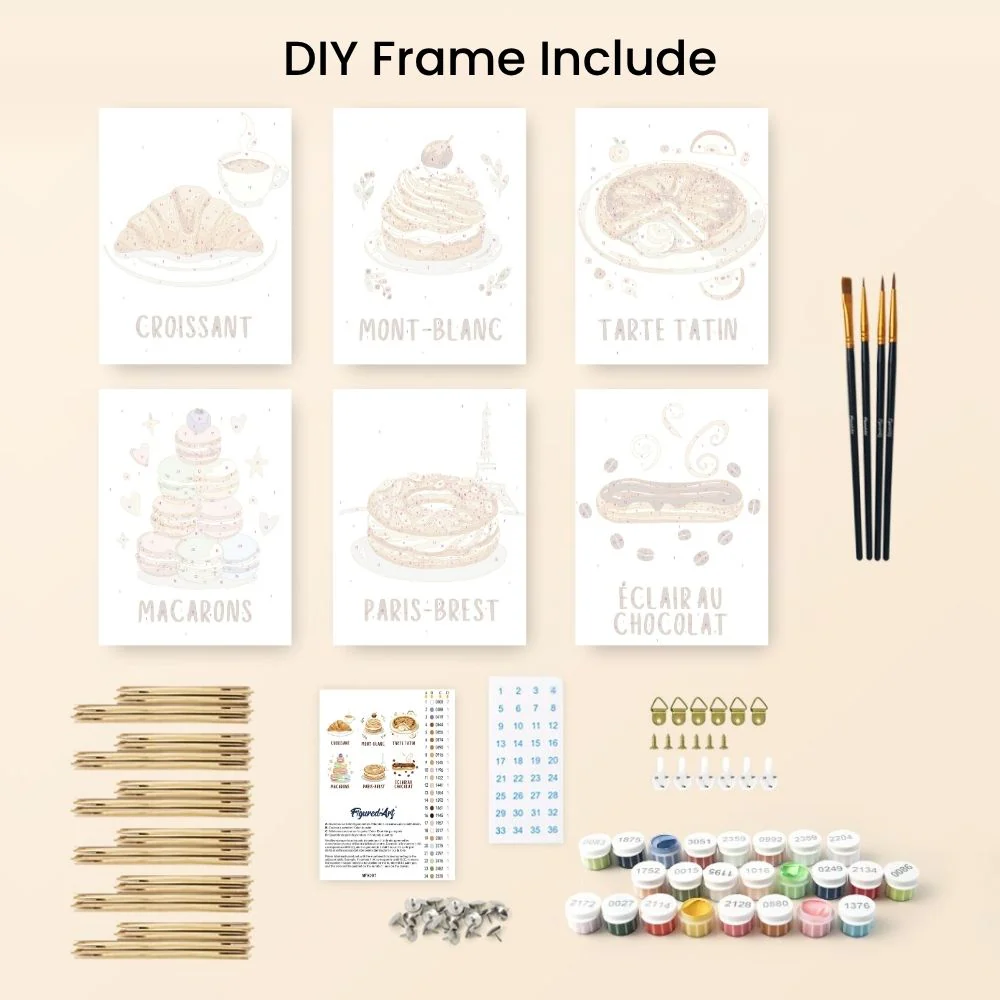 Mini Paint by numbers 15x20cm (6 pieces) - French Pastries - Image 11