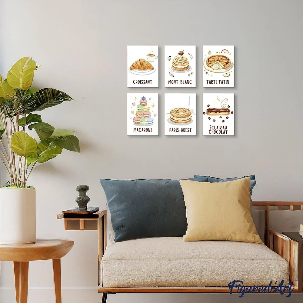 Mini Paint by numbers 15x20cm (6 pieces) - French Pastries - Image 3